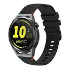 For Huawei Watch GT Runner Wavy Dotted Stitched 22mm Silicone Watch Band(Black) - 1