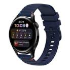 For Huawei Watch 3 Wavy Dotted Stitched 22mm Silicone Watch Band(Navy Blue) - 1