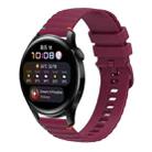 For Huawei Watch 3 Wavy Dotted Stitched 22mm Silicone Watch Band(Wine Red) - 1