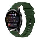 For Huawei Watch 3 Wavy Dotted Stitched 22mm Silicone Watch Band(Army Green) - 1