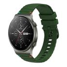 For Huawei Watch GT 2 Pro Wavy Dotted Stitched 22mm Silicone Watch Band(Army Green) - 1