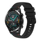 For Huawei Watch GT 2 46mm Wavy Dotted Stitched 22mm Silicone Watch Band(Black) - 1