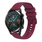 For Huawei Watch GT 2 46mm Wavy Dotted Stitched 22mm Silicone Watch Band(Wine Red) - 1