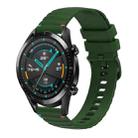 For Huawei Watch GT 2 46mm Wavy Dotted Stitched 22mm Silicone Watch Band(Army Green) - 1