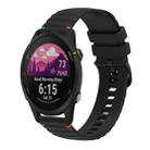 For Garmin Forerunner 255 Music Wavy Dotted Stitched 22mm Silicone Watch Band(Black) - 1