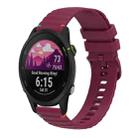 For Garmin Forerunner 255 Music Wavy Dotted Stitched 22mm Silicone Watch Band(Wine Red) - 1