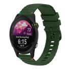 For Garmin Forerunner 255 Music Wavy Dotted Stitched 22mm Silicone Watch Band(Army Green) - 1