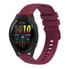 For Garmin Forerunner 265 Music Wavy Dotted Stitched 22mm Silicone Watch Band(Wine Red) - 1