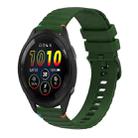 For Garmin Forerunner 265 Music Wavy Dotted Stitched 22mm Silicone Watch Band(Army Green) - 1