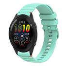 For Garmin Forerunner 265 Music Wavy Dotted Stitched 22mm Silicone Watch Band(Teal Green) - 1