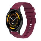 For Garmin Venu 3 Wavy Dotted Stitched 22mm Silicone Watch Band(Wine Red) - 1