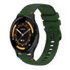 For Garmin Venu 3 Wavy Dotted Stitched 22mm Silicone Watch Band(Army Green) - 1