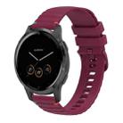 For Garmin Vivoactive 4 Wavy Dotted Stitched 22mm Silicone Watch Band(Wine Red) - 1