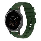 For Garmin Vivoactive 4 Wavy Dotted Stitched 22mm Silicone Watch Band(Army Green) - 1