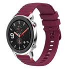 For Amazfit Watch GTR 4 Wavy Dotted Stitched 22mm Silicone Watch Band(Wine Red) - 1