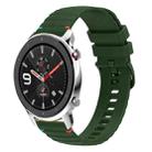 For Amazfit Watch GTR 4 Wavy Dotted Stitched 22mm Silicone Watch Band(Army Green) - 1