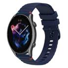 For Amazfit Watch GTR 3 Pro Wavy Dotted Stitched 22mm Silicone Watch Band(Navy Blue) - 1