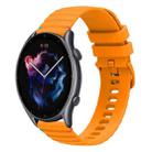 For Amazfit Watch GTR 3 Pro Wavy Dotted Stitched 22mm Silicone Watch Band(Amber Yellow) - 1