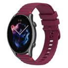 For Amazfit Watch GTR 3 Pro Wavy Dotted Stitched 22mm Silicone Watch Band(Wine Red) - 1