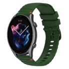 For Amazfit Watch GTR 3 Wavy Dotted Stitched 22mm Silicone Watch Band(Army Green) - 1
