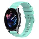 For Amazfit Watch GTR 3 Wavy Dotted Stitched 22mm Silicone Watch Band(Teal Green) - 1