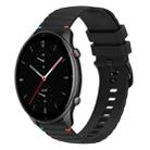 For Amazfit Watch GTR 2e Wavy Dotted Stitched 22mm Silicone Watch Band(Black) - 1