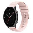 For Amazfit Watch GTR 2e Wavy Dotted Stitched 22mm Silicone Watch Band(Rose Pink) - 1