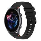 For Amazfit Watch Sport 3 Wavy Dotted Stitched 22mm Silicone Watch Band(Black) - 1