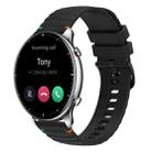 For Amazfit Watch GTR 2 Wavy Dotted Stitched 22mm Silicone Watch Band(Black) - 1