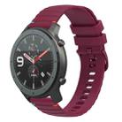 For Amazfit Watch GTR Wavy Dotted Stitched 22mm Silicone Watch Band(Wine Red) - 1