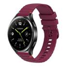 For Xiaomi Watch 2 Wavy Dotted Stitched 22mm Silicone Watch Band(Wine Red) - 1