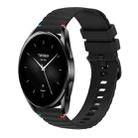 For Xiaomi Watch S2 Wavy Dotted Stitched 22mm Silicone Watch Band(Black) - 1