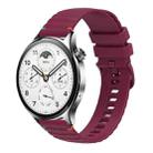 For Xiaomi Watch S1 Pro Wavy Dotted Stitched 22mm Silicone Watch Band(Wine Red) - 1