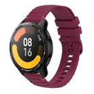 For Xiaomi Watch S1 Active Wavy Dotted Stitched 22mm Silicone Watch Band(Wine Red) - 1