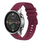 For Xiaomi Watch Color Wavy Dotted Stitched 22mm Silicone Watch Band(Wine Red) - 1