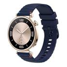 For Huawei Watch GT 4 41mm Wavy Dotted Stitched 18mm Silicone Watch Band(Navy Blue) - 1
