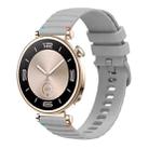 For Huawei Watch GT 4 41mm Wavy Dotted Stitched 18mm Silicone Watch Band(Gray) - 1