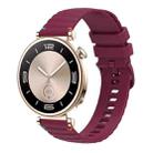 For Huawei Watch GT 4 41mm Wavy Dotted Stitched 18mm Silicone Watch Band(Wine Red) - 1