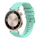 For Huawei Watch GT 4 41mm Wavy Dotted Stitched 18mm Silicone Watch Band(Teal Green) - 1