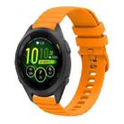 For Garmin Forerunner 265S Wavy Dotted Stitched 18mm Silicone Watch Band(Amber Yellow) - 1