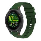 For Garmin Forerunner 265S Wavy Dotted Stitched 18mm Silicone Watch Band(Army Green) - 1