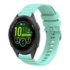 For Garmin Forerunner 265S Wavy Dotted Stitched 18mm Silicone Watch Band(Teal Green) - 1