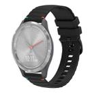 For Garmin Vivomove 3S Wavy Dotted Stitched 18mm Silicone Watch Band(Black) - 1