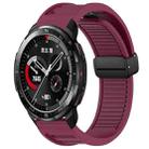 For Honor Watch GS Pro Window Blind Magnetic Buckle 22mm Silicone Watch Band(Wine Red) - 1