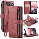 For Google Pixel 9 / 9 Pro CaseMe C30 Card Slots Zipper Wallet Leather Phone Case(Wine) - 1