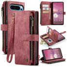 For Google Pixel 9 Pro XL CaseMe C30 Card Slots Zipper Wallet Leather Phone Case(Wine) - 1