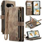 For Google Pixel 9a CaseMe C30 Card Slots Zipper Wallet Leather Phone Case(Brown) - 1