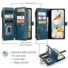 For Google Pixel 9a CaseMe C30 Card Slots Zipper Wallet Leather Phone Case(Blue) - 2