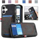 For iPhone 16 Plus Denim Texture Leather Skin Phone Case with Card Slot(Black) - 1