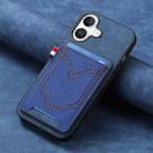 For iPhone 16 Plus Denim Texture Leather Skin Phone Case with Card Slot(Blue) - 2